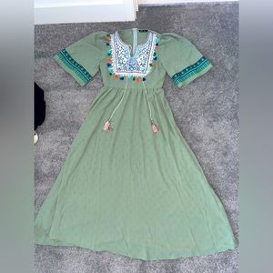 dress shein green boho nice maxi dress PRICE DROP
